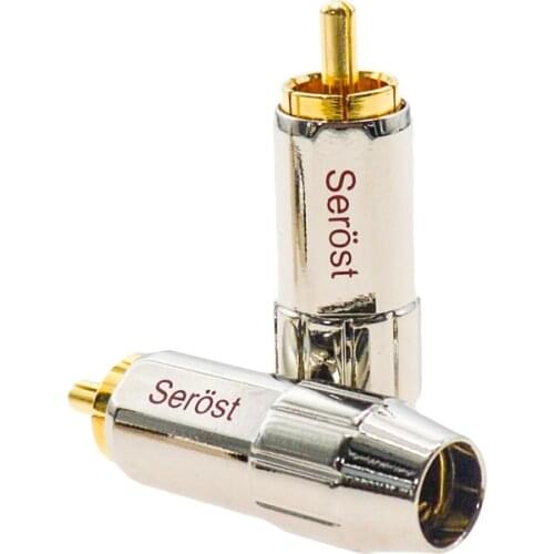 Serost HiFi Plugs Made in TaiWan R08 HiFi Copper RCA 24K Gold Plated RCA lotus head copper plug For 8mm diameter cable