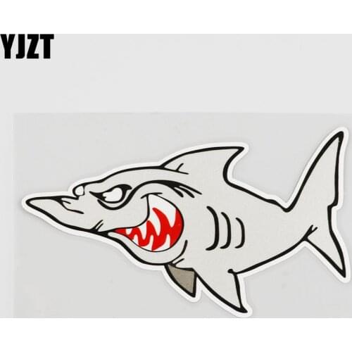 YJZT 14.1CMX7.8CM Individualization Shark Car Sticker Animal Design Pvc Decal 6A-0144