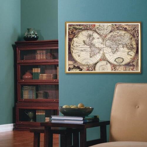 A1 Size The Retro World Map Medieval Canvas Painting Vintage Wall Art Poster Living Room Home Decor School Supplies