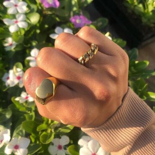 Love Heart Shape Gold Ring Stainless Steel Rings For Women Men Vintage Bohemia Ring Wedding Band Jewerly Punk Rock Bague Femme