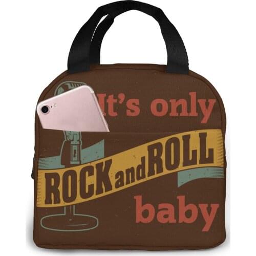 Creative Musical With Its Rock Roll Baby Lunch Food Box Insulated Thermal Food Picnic Lunch Bag for Women Men Cooler Tote Bag