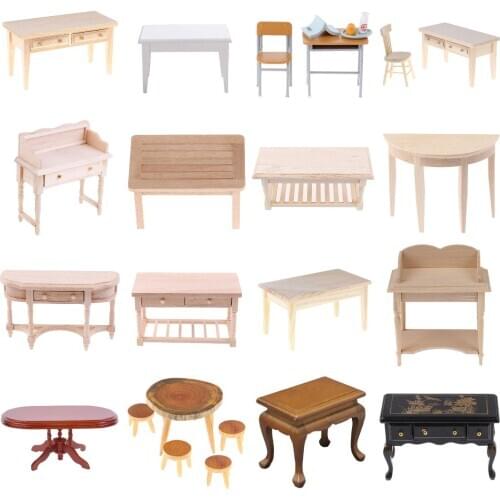 Doll house Book Bedroon Kitchen Bathroon Coffee Dining Table Chair Model Furniture Toys Multi Styles Dollhouse Miniatures