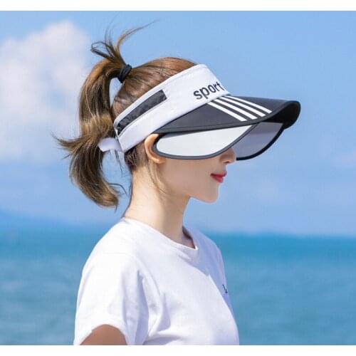 MCLAOSI 2020 New Style Fashion Sun Virsors Sports Print Sun Hats For Women Wide Brim Beach Hat UV Protection Female Cap