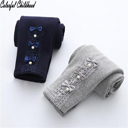 Lovely cozy Girls Leggings cotton Children Pants cuff lace design Flower Kids Girls Pants spring fall