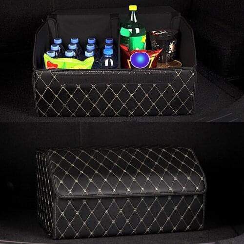 Multipurpose Car Storage Bag PU Leather Trunk Organizer Box Storage Bag Folding Folding Car Trunk Stowing Tidying For Car SUV