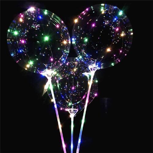 Reusable Luminous LED Balloon Transparent Round Bubble Decoration Party Wedding LED Bubble Balloon Christmas Gift+2xSticks Nov#3
