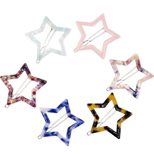 12pcs Fashion Women Girls stars Colorful Acrylic Hair Clips Vintage Leopard Hollow Hairpins Barrettes Wedding Hair Accessories