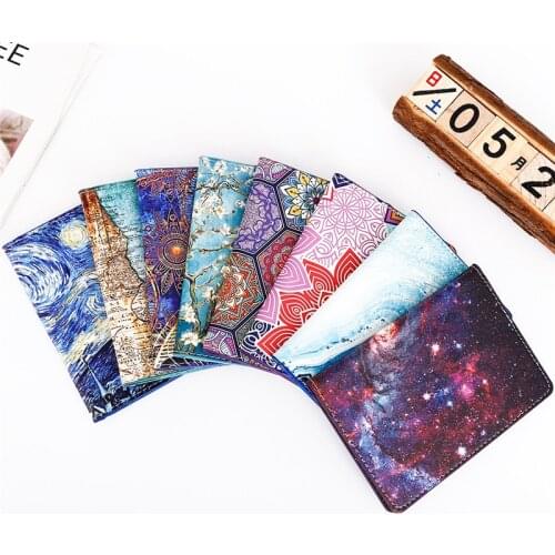 Fashion Starry Sky Passport Cover PU Leather Travel Women Men Credit Card Pass Port Holder Case Business Card Pass Card Wallet
