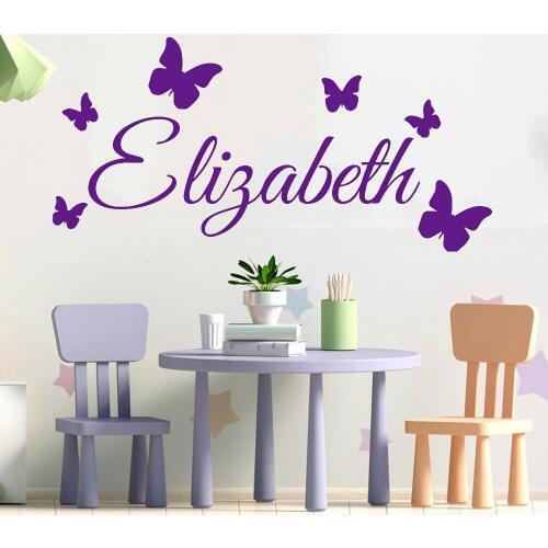 Butterflies Wall Decals Decor Kids Room Baby Custom Name Vinyl Wall Stickers in The Nursery Bedroom Headboard Ornament Y449