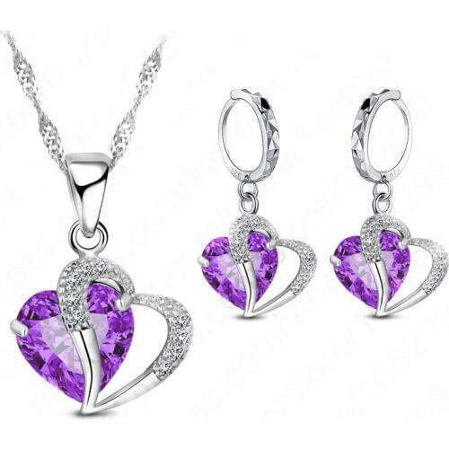 New Hottest Design Womens 925 Sterling Silver Cubic Zirconia Necklace + Earrings Wedding Jewelry Sets Gifts Fast Shipping