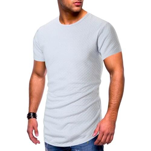 Male Charming Slim-fit T-Shirt Fashion Pullover Tops Casual O-Neck Pure Color Summer Clothes High Quality Stretch Plus Size Tees