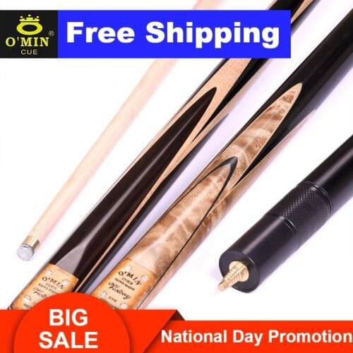 Original O'Min Victors 3/4 Split Snooker Cue One Piece Cue 10mm Tip Professional Maple Shaft with Excellent Extension and Gift