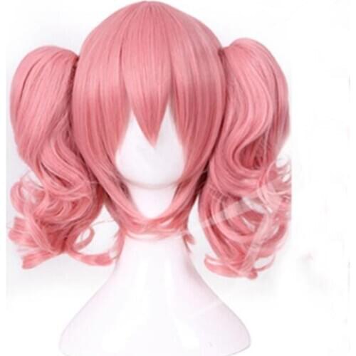 Anime Inu x Boku SS Roromiya Karuta Cosplay Wig Short Pink Ponytails Heat Resistant Synthetic Hair Wigs + Wig Cap