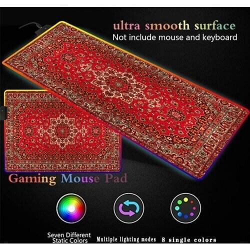 Mairuige Printing Persian Carpet Classic Pattern Game RGB Large Size Mouse Pad LED Backlight Keyboard Pad for PC Notebook