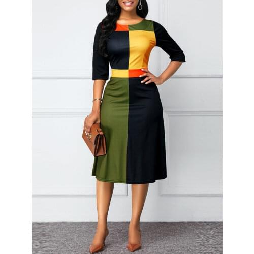 Elegant Women Summer Dresses Plus Size 5XL Stitching Patchwork Classy A Line Dress Birthday Office Clothes Vestido De Mujer