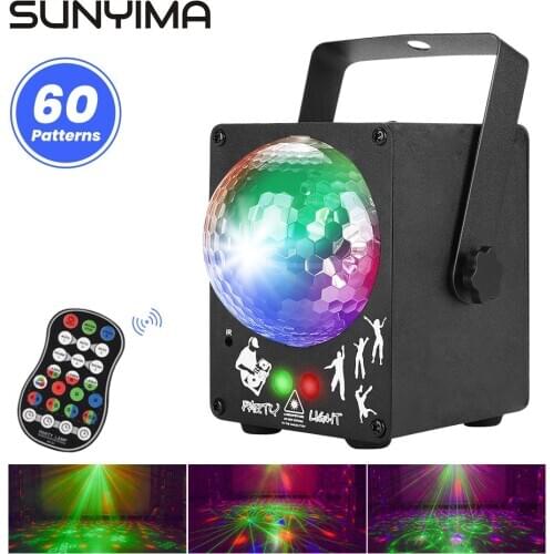 SUNYIMA 18W Stage Light Sound Activated Rotating Disco Ball DJ Party Lights RGB LED Stage Light For Christmas Wedding