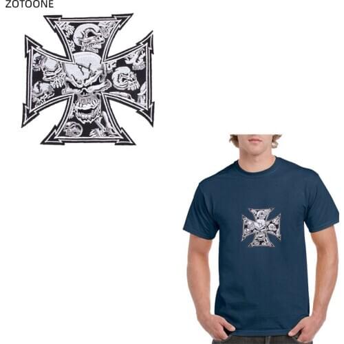 ZOTOONE Skull Badge Back Patch Iron on Patch for Clothing Jeans DIY Sticker Sew on Embroidery Applique for Kids Thermal Press G