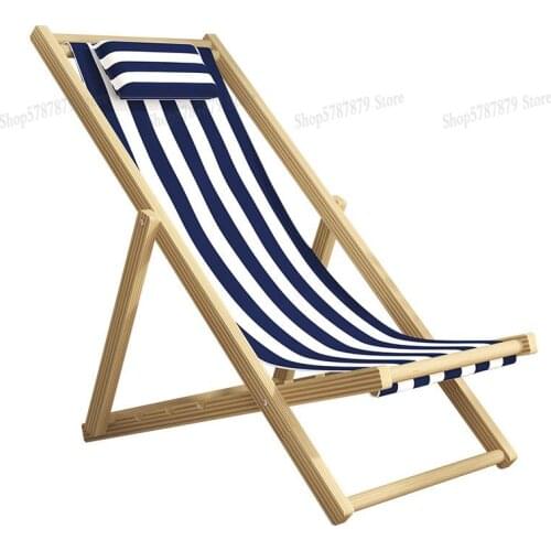 Solid wood beach chair folding deck chair folding lunch break portable balcony home leisure canvas chair outdoor chair