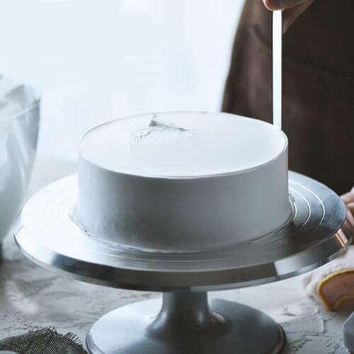 Baking tool 12 inch alloy mounted cream cake Decorating silver metal Turntable Rotating table stand base turn around