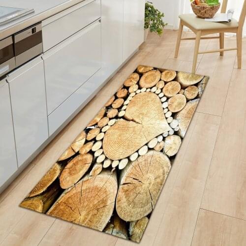 WUJIE 3D Wooden Pattern Area Rugs Kitchen Rug Rectangle Dootmats Anti-slip Carpet Mat for Living Dining Room Door Mats Entrance