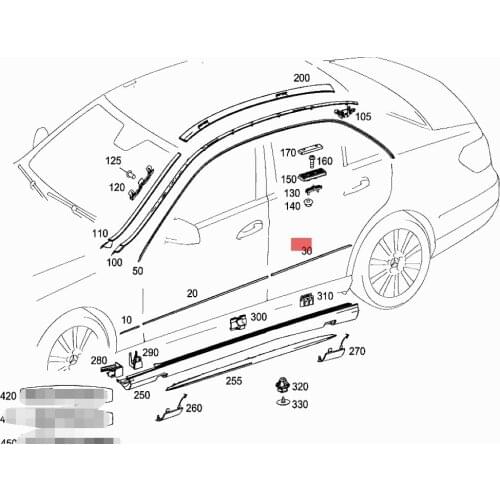 Door body guard plate e200mer ced esb enzw212 e220 e350 e250 electroplating guard strip anti-scratch strip fender trim