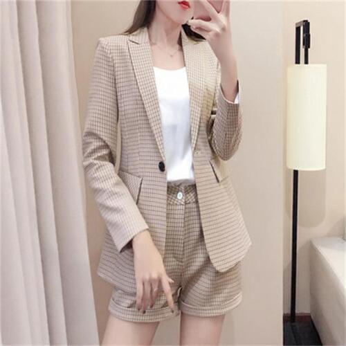 Fashion Plaid suits Womens Summer New High-end professional suit female temperament shorts + suit two-piece female