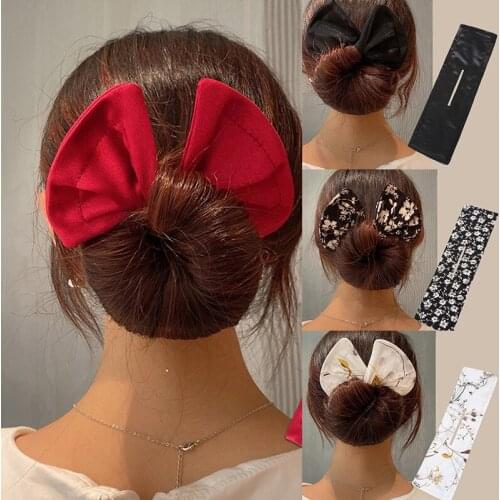 Women Twisting Hair Clips Printed Magic Lazy Bowknot Balls Wire Head Dish Hairband Coiler Clip Hair Curler Hair Band Wholesale