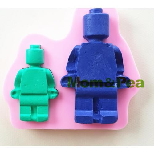 Mom&Pea 1037 Free Shipping Brick Man Shaped Silicone Mold Cake Decoration Fondant Cake 3D Mold Food Grade