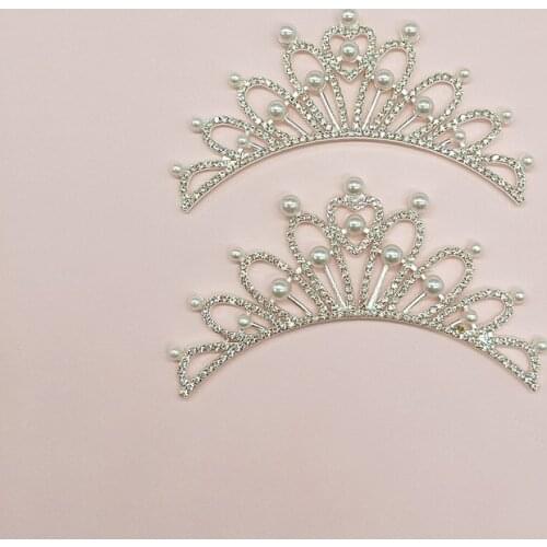 2 pcs/lot Flower Alloy Crown Rhinestone Pearl Buttons for Clothing Coat Diy Handmade Hair Bow Necklace Jewelry Accessories