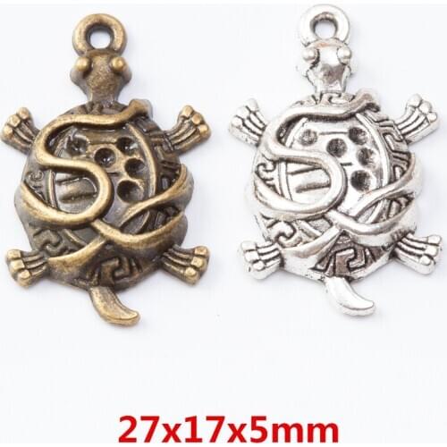 20 pieces of retro metal zinc alloy tortoise pendant for DIY handmade jewelry necklace making 7286