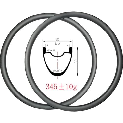 345g 29er carbon rim MTB XC 31x30mm clincher tubeless 30mm deep 25mm inner width UD glossy matte 24H 28H 32H mountain bike wheel