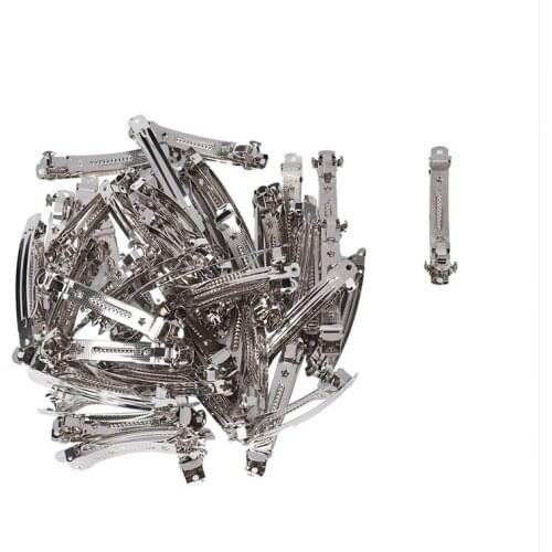 50 Pcs 80mm Metal French Clips Hair Bows Barrettes - Silver