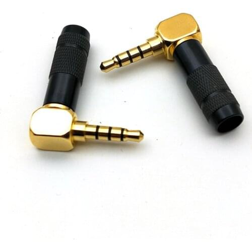 50pcs Stereo 4 Pole 3.5mm 90 Degree Plug Angled Jack Cable Solder connector New