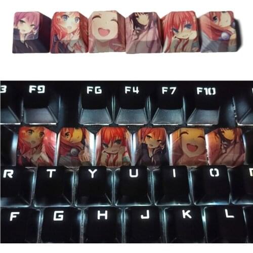 6Pcs Cartoon Anime Girl PBT Dye Sublimation Keycap Mechanics Keyboard Keycap OEM 667C