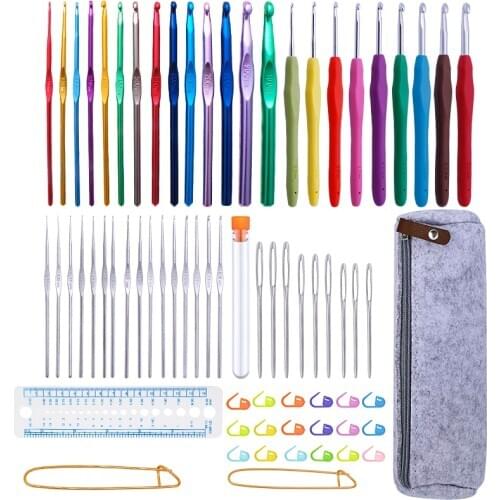 Nonvor72 Pcs DIY Knitting Needles Handle Crochet Hook Set Sewing Tools Ergonomic Yarn Weave Crochet Needles Craft Marking Clips
