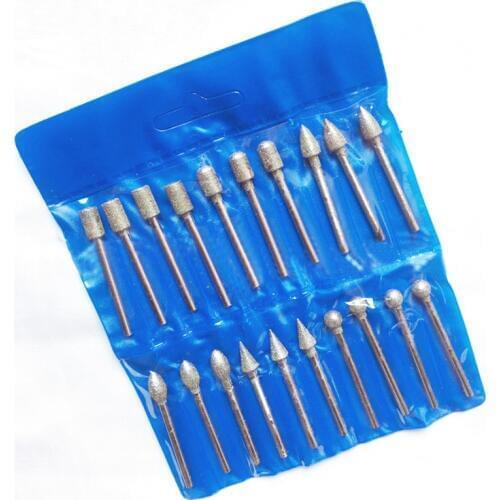 20pcs diamond tools dremel diamond burs abrasive diamond grinding wheel disc file router bit polishing for granite stone glass