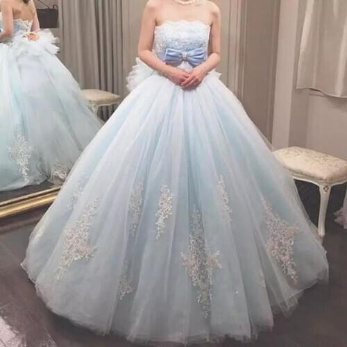 ANGELSBRIDEP Strapless Ball Gown Quinceanera Dresses 15 Party Fashion Applique Floor-Length Tulle Masquerade Birthday Gowns HOT