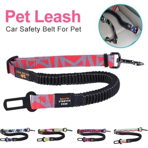 Printing Dog Leash Pets Car Seat Belt Elastic force Adjustable Dogs Lead Clip Leash Explosion-Proof Pets Cat Dog Safety Leashes