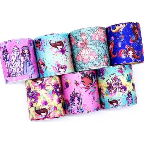 Free shipping 50 yard cartoon printed grosgrain ribbon 31954