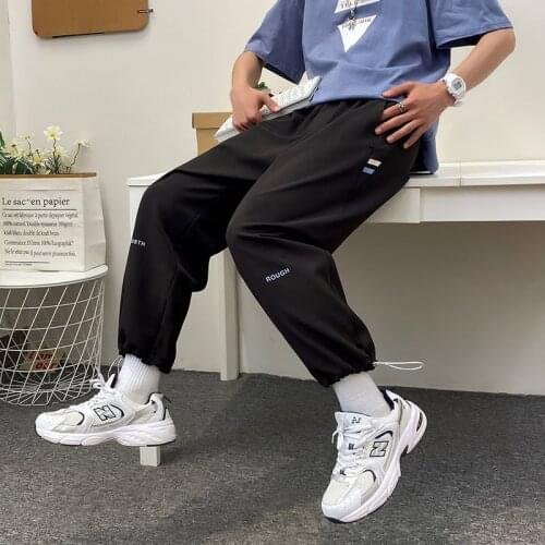 WWKK Cotton Harem Pants Men Solid Elastic Waist Streetwear Joggers 2021 New Baggy Drop-crotch Pants Casual Trousers Men Dropship