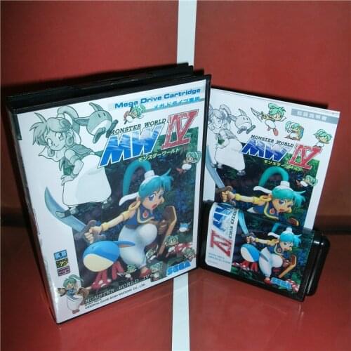 Monster World MW IV Japan Cover with box and manual For Sega Megadrive Genesis Video Game Console 16 bit MD card