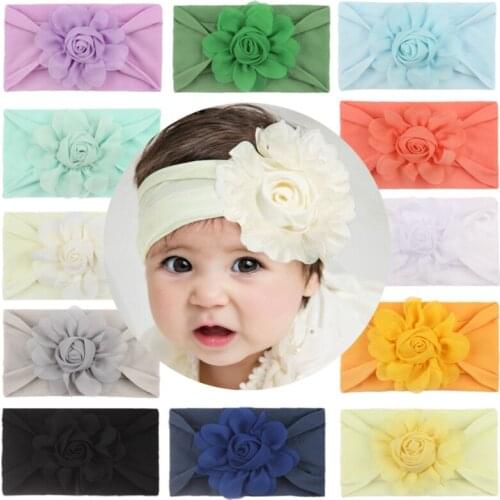 Baby Headband Seamless Super Soft Nylon Chiffon Headband Cute Princess Hair Accessories Baby Turband Bow Turband