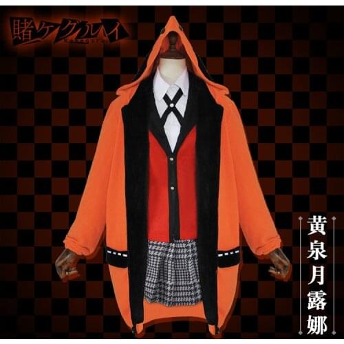 JP Anime Kakegurui Yomoduki Runa Uniform coat cosplay costumes Jabami Yumeko wig women Stage party girl pleated skirt cosplay