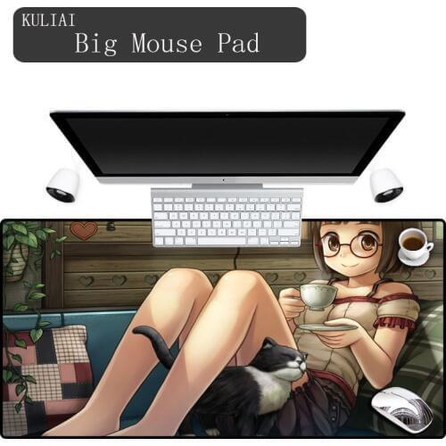 XGZ Girl and Cat Mouse Pad Keyboard Player Rubber Mat for Mouse Gaming Pad Office Desk Mat Game Anime MousePad Fashion Mats