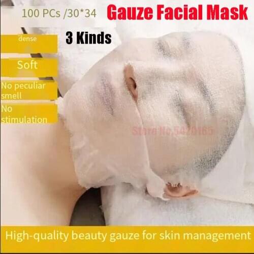 100PCS Pure Cotton DIY Beauty Mask Salon Disposable Facial Gauze Highly Water Absorption Non-Irritating Face Gauze Mask Soft