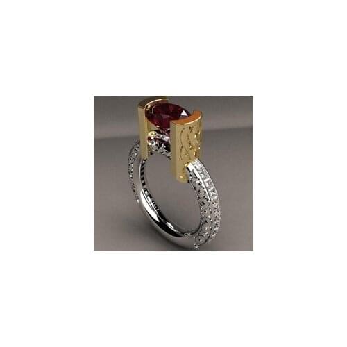 Creative Oval Red Stone Vintage Ring Square Zircon Paved Rings Female Wedding Engagement Ethnic Jewelry