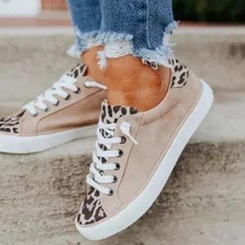 Women Flat Shoes Leopard Lace Up Spring Female PU Leather Shoes couples Autumn Comfortable Womens Casual Sneakers New Fashion