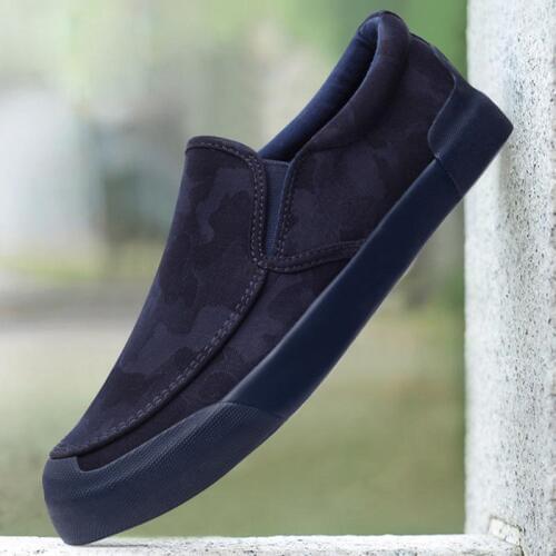Korean Fashion Mens Vulcanized Loafer Shoes Spring New Camouflage Slip on Lazy Canvas Shoes Breathable Synthetic Rubber Sneaker