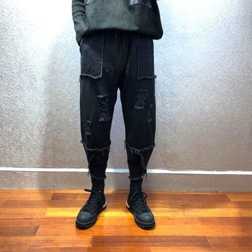 Mens Youth Fashion Gothic Ripped Hip Hop Harem Pants Loose Jeans Trousers C5