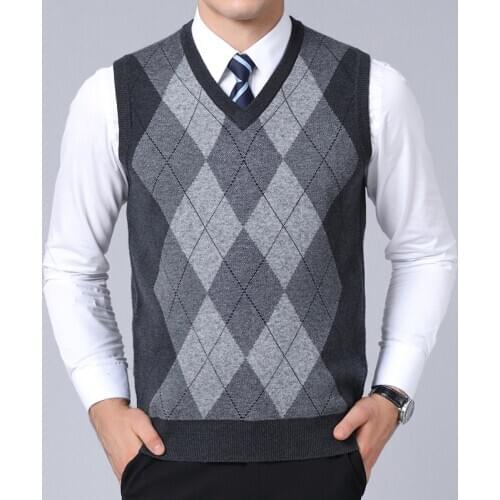 2020 New Fashion Sweater For Mens Pullovers plaid Slim Fit Jumpers Knitted Vest Autumn Korean Style Casual Men Clothes